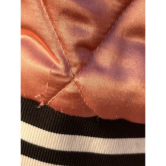 VTG Y2K Pink Quilted Satin Varsity Jacket 2X Embroidered Floral Mean Girls Boho - Picture 6 of 9